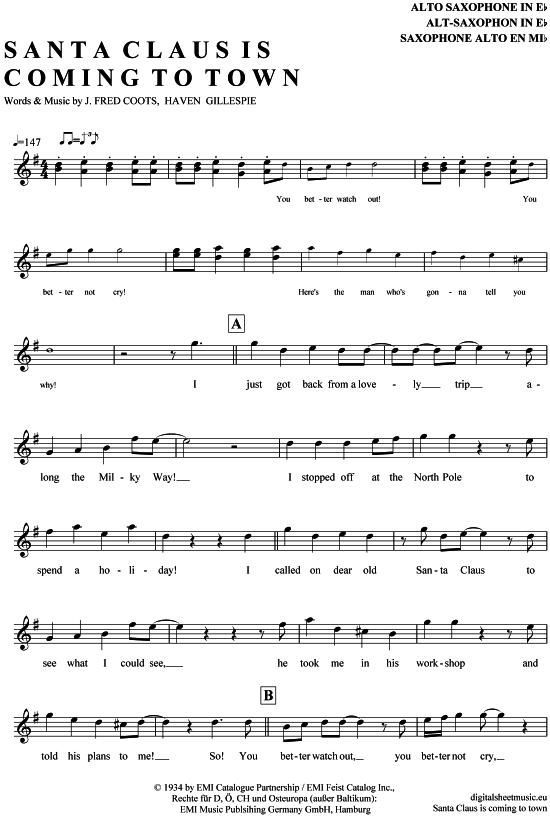 gallery: Santa Claus is coming to town , Como, Perry, Alto Saxophone