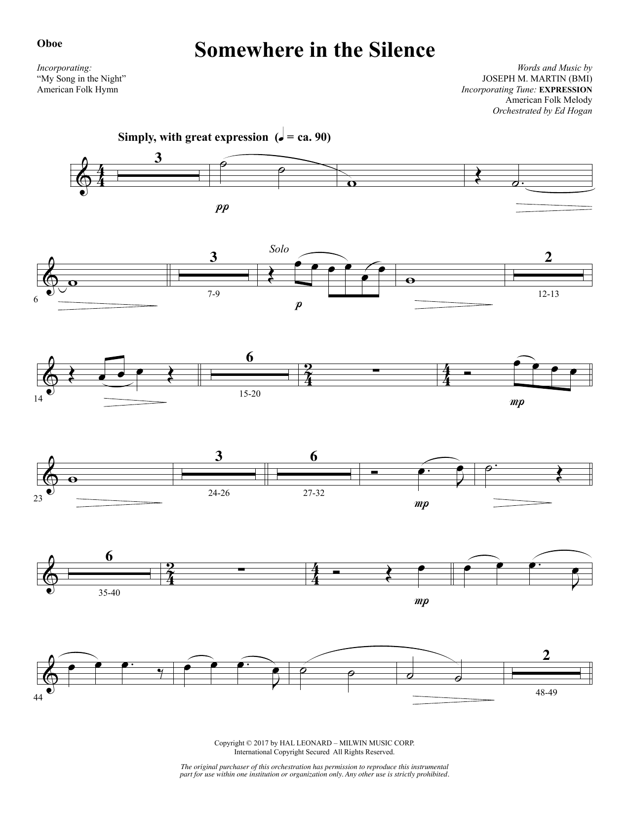 Produktbild zu: Somewhere in the Silence - Oboe