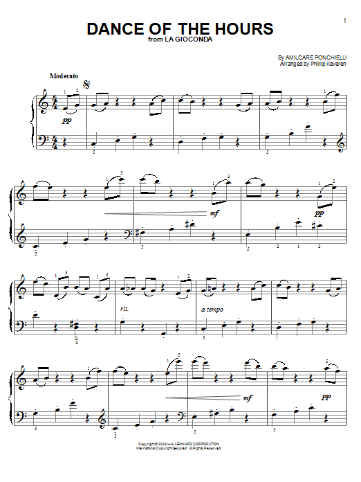 Product picture to: Dance Of The Hours (from Fantasia) (arr. Phillip Keveren)