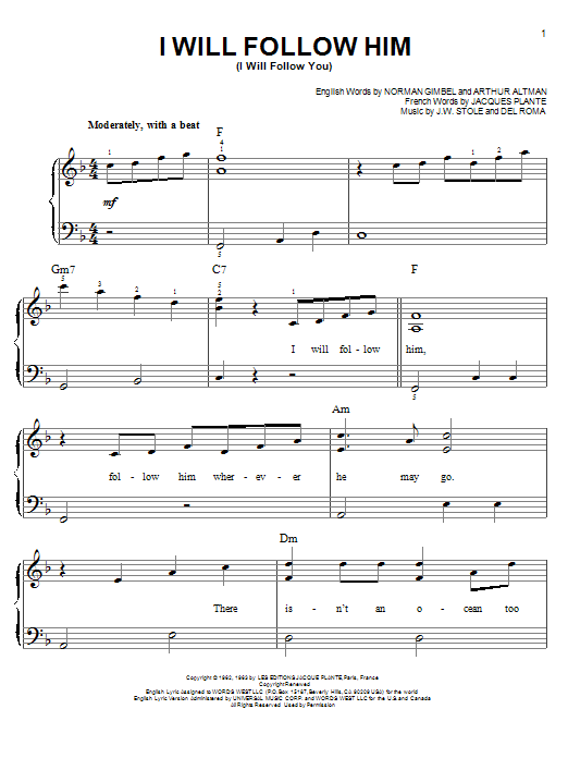 Produktgalerie: Seite 1 von 1 I Will Follow Him (I Will Follow You), Little Peggy March, Klavier