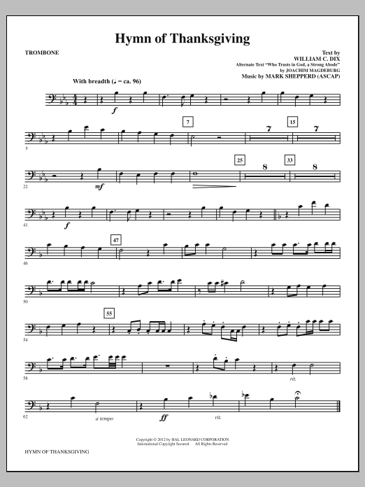 Product gallery: Page 1 of 1 Hymn Of Thanksgiving - Trombone, Mark Shepperd