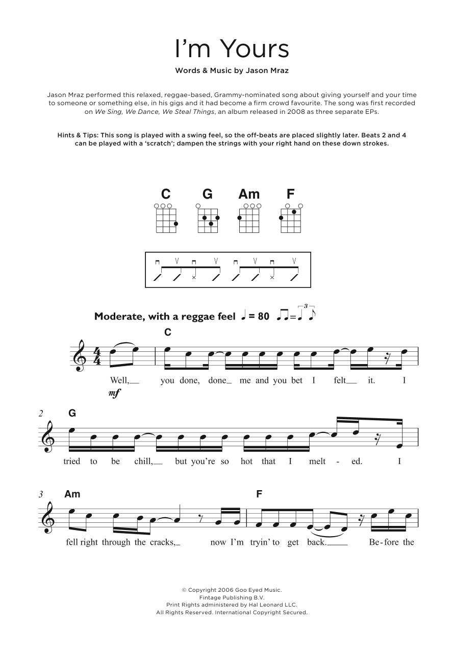 Product gallery: Page 1 of 1 I'm Yours, Jason Mraz