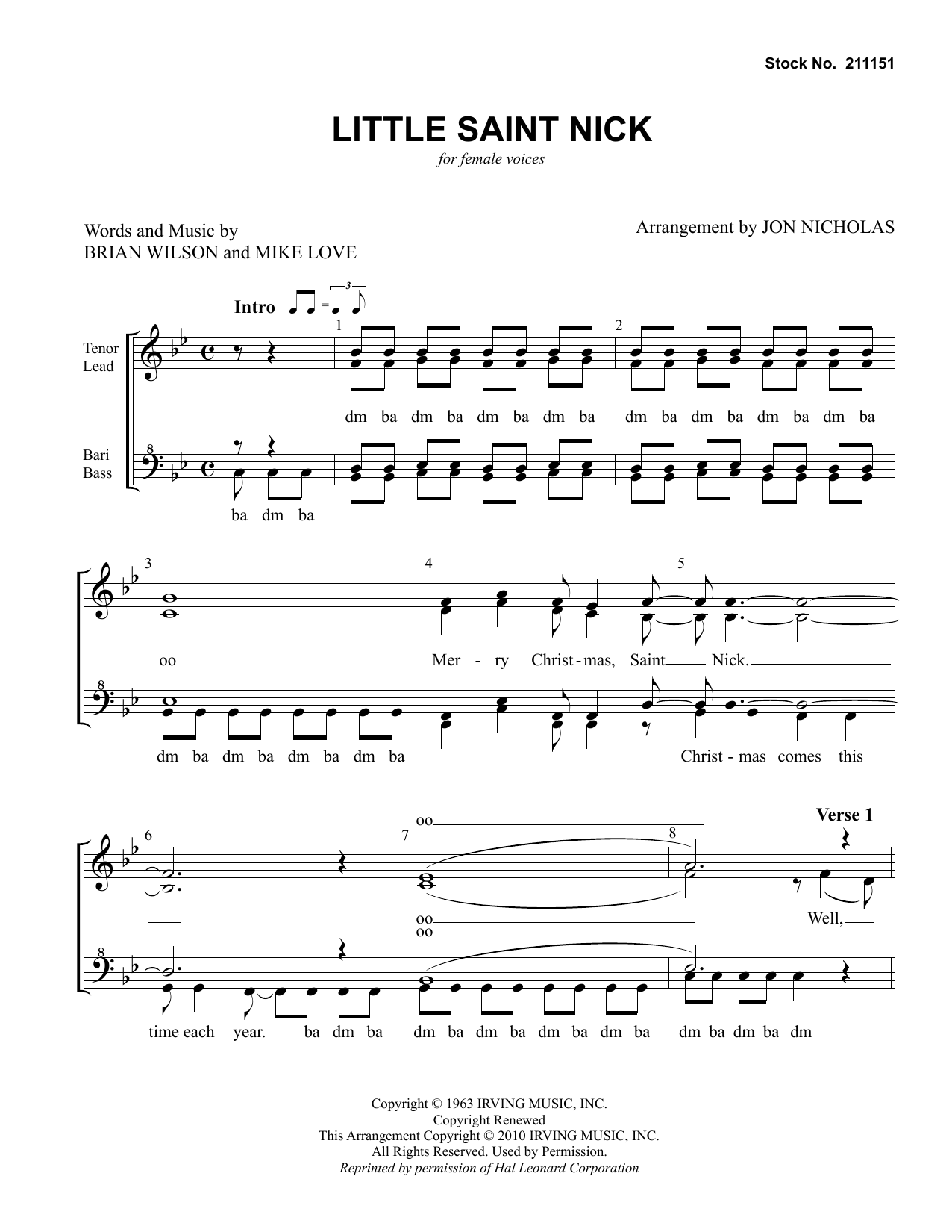 Product gallery: Page 1 of 1 Little Saint Nick (arr. Jon Nicholas), The Beach Boys