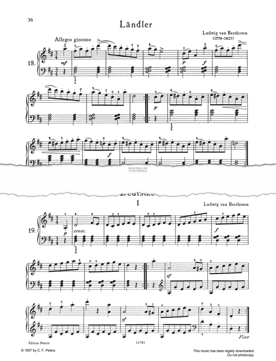 Produktgalerie: Seite 1 von 1 5 German Dances D-major, B-major, F-major, B-maj or, G-major, Ludwig van Beethoven, Klavier