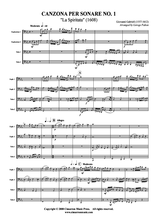 Product picture to: Canzon per Sonare No. 1 (La Spiritata) Andrea Gabrieli