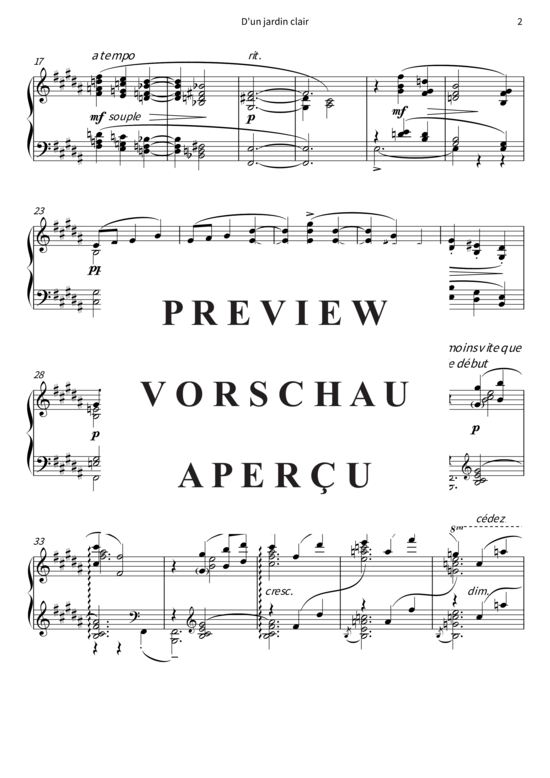 Product gallery: Page 5 of 8 D´un jardin clair - No. 2 de Trois morceaux (pour piano) , , Piano Solo