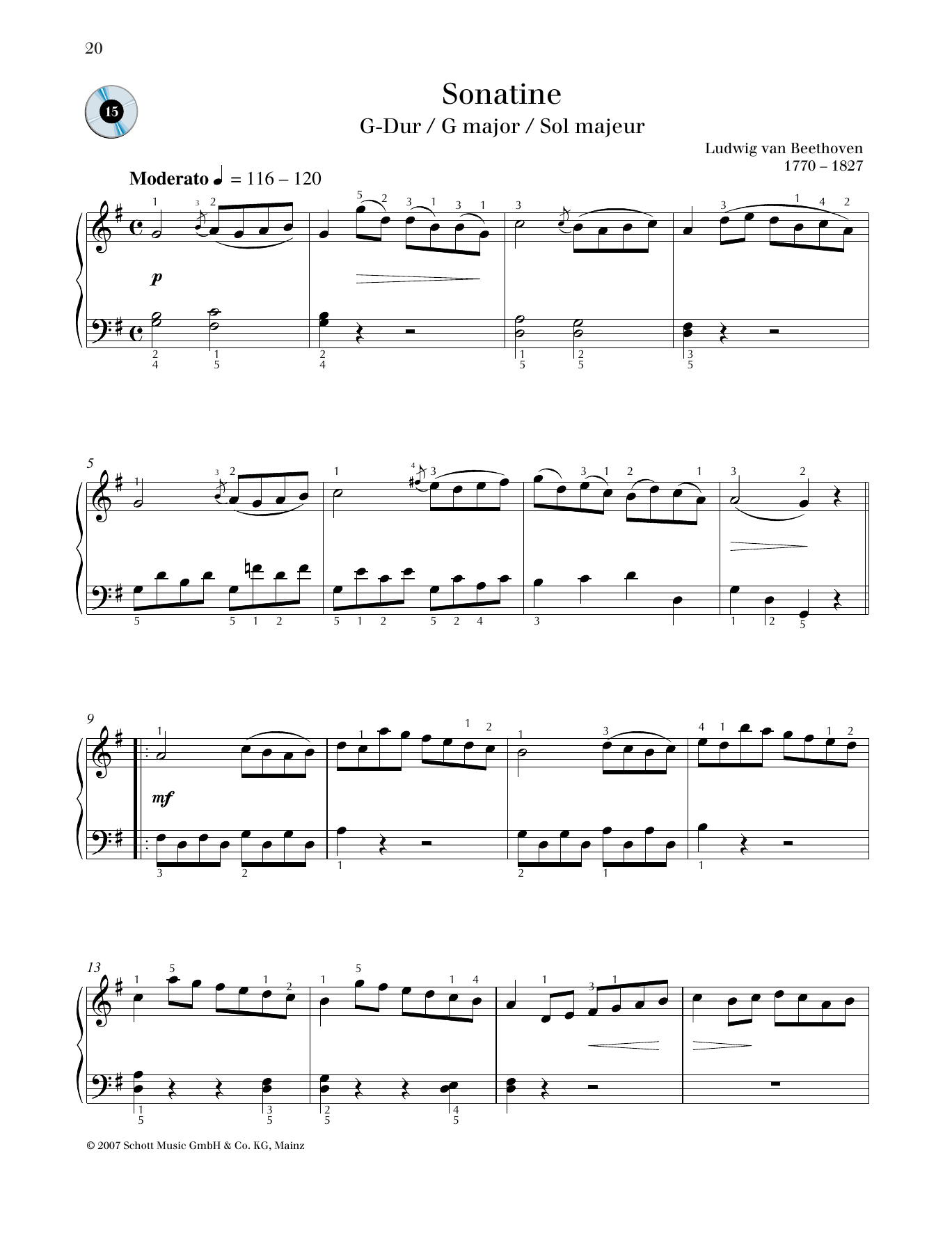 Product gallery: Page 1 of 1 Sonatina No. 1 G major, Ludwig van Beethoven
