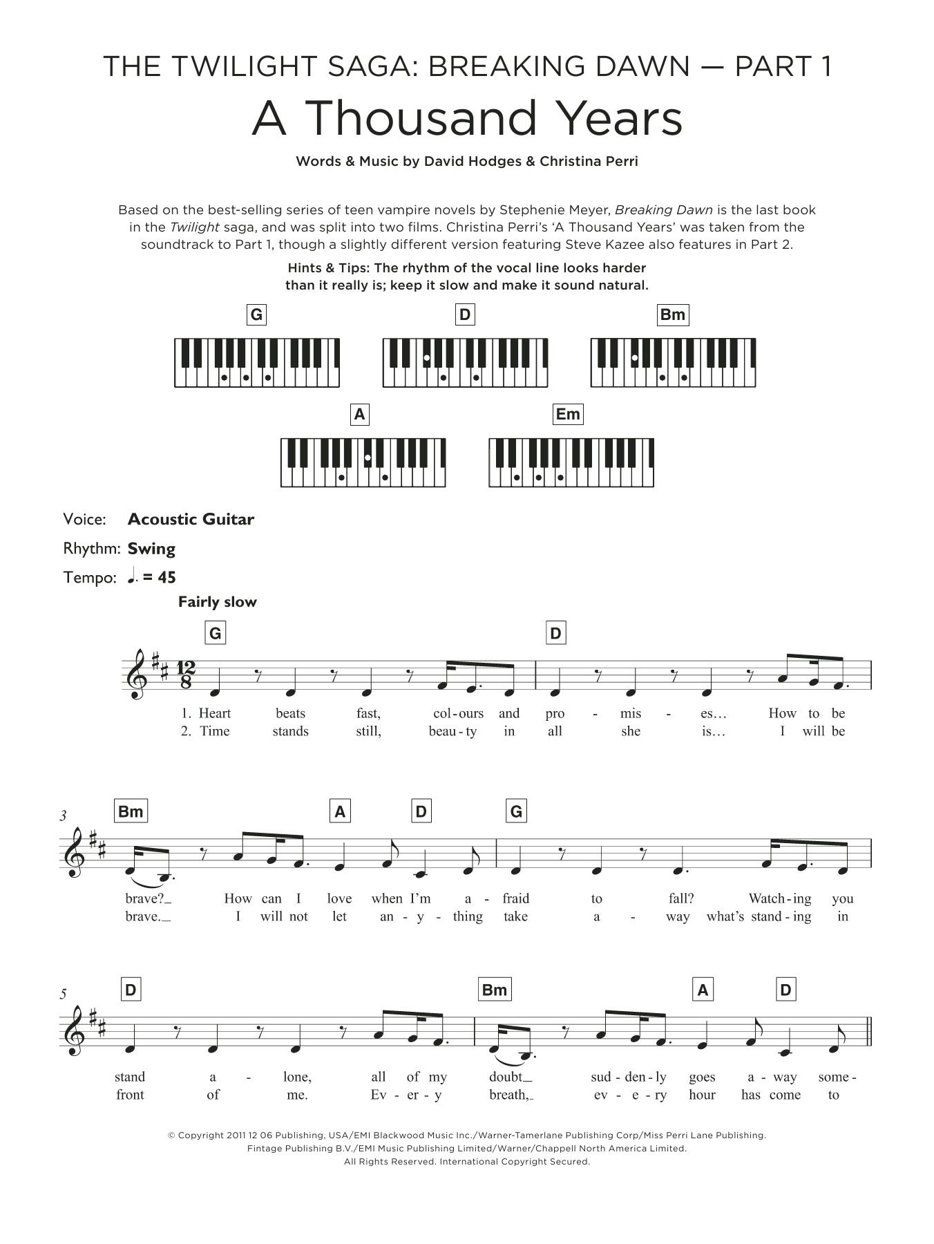 Produktgalerie: Seite 1 von 1 A Thousand Years, Christina Perri, Keyboard