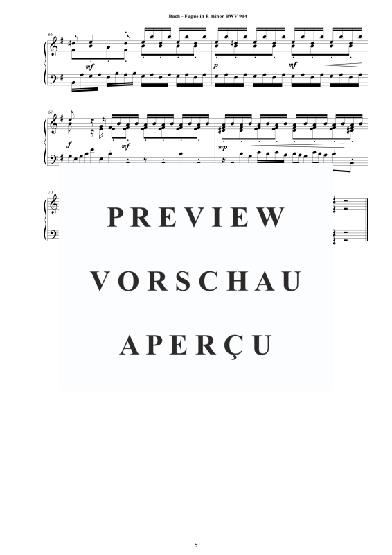 Product gallery: Page 6 of 6 Fugue in E minor BWV 914, , Solo Piano