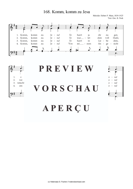 Product picture to: Komm, komm zu Jesu Hubert P. Main, 1839-1925 / Geo. B. Peck