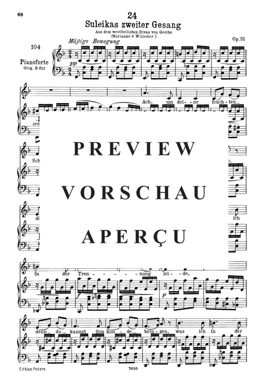 Product gallery: Page 2 of 8 Suleika II, D.717 Um deine feuchten Schwingen, , Low Voice and Piano