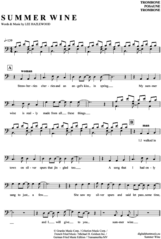 Product gallery: Page 1 of 4 Summer Wine , Valo, Ville/Avelon, Natalia, (Posaune / Bariton)