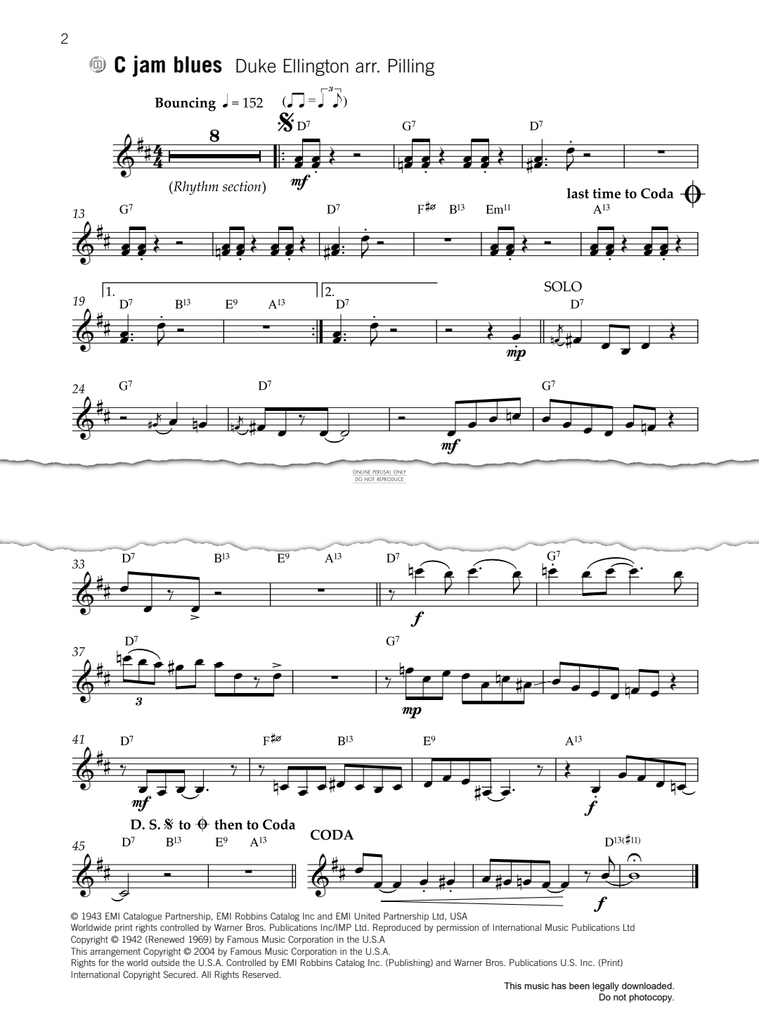 Produktgalerie: Seite 1 von 1 C Jam Blues, Duke Ellington, Violine
