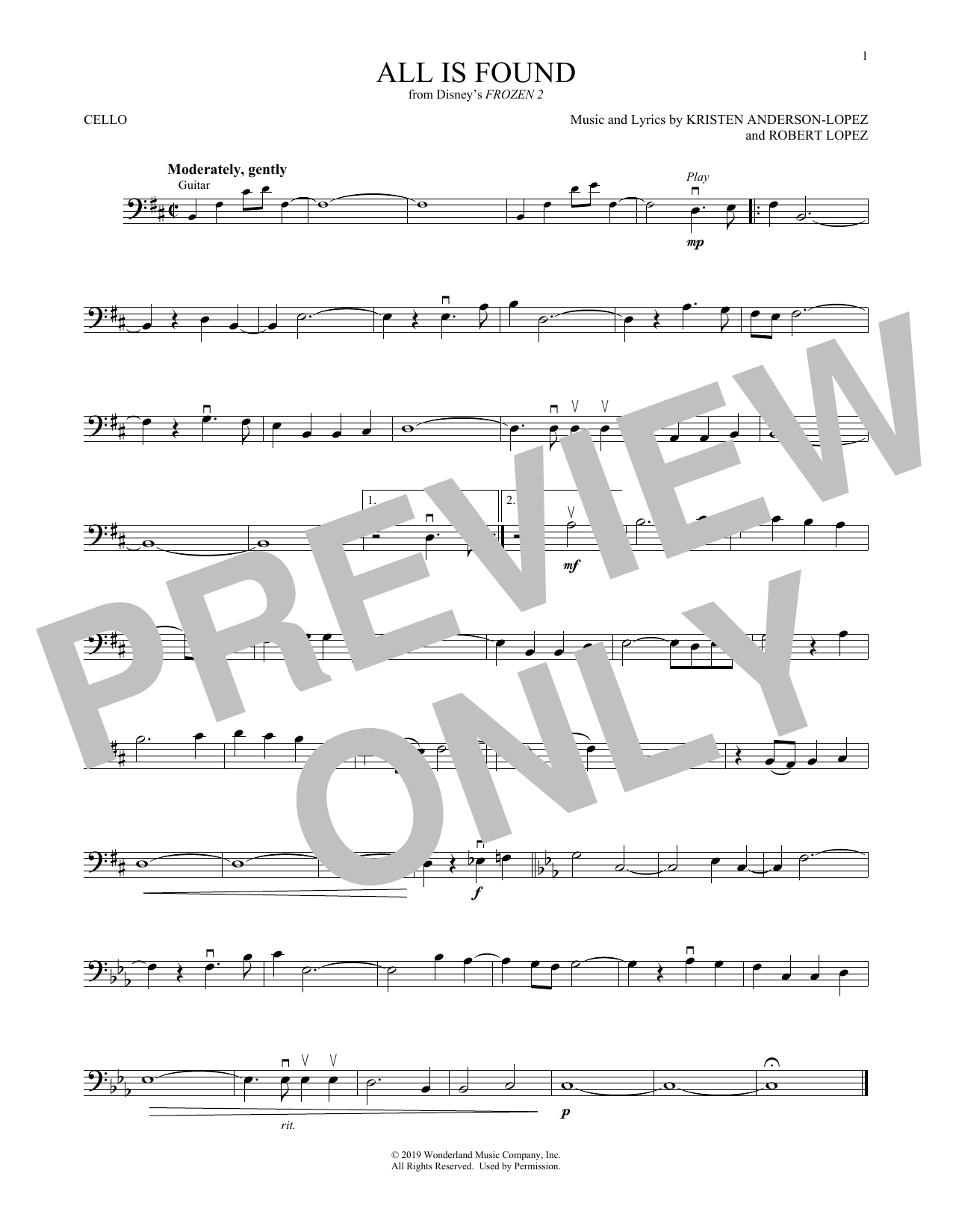 Produktgalerie: Seite 1 von 1 All Is Found (from Disney's Frozen 2), Evan Rachel Wood, Violoncello