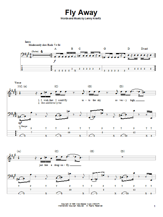 Produktgalerie: Seite 1 von 1 Fly Away, Lenny Kravitz, E-Bass
