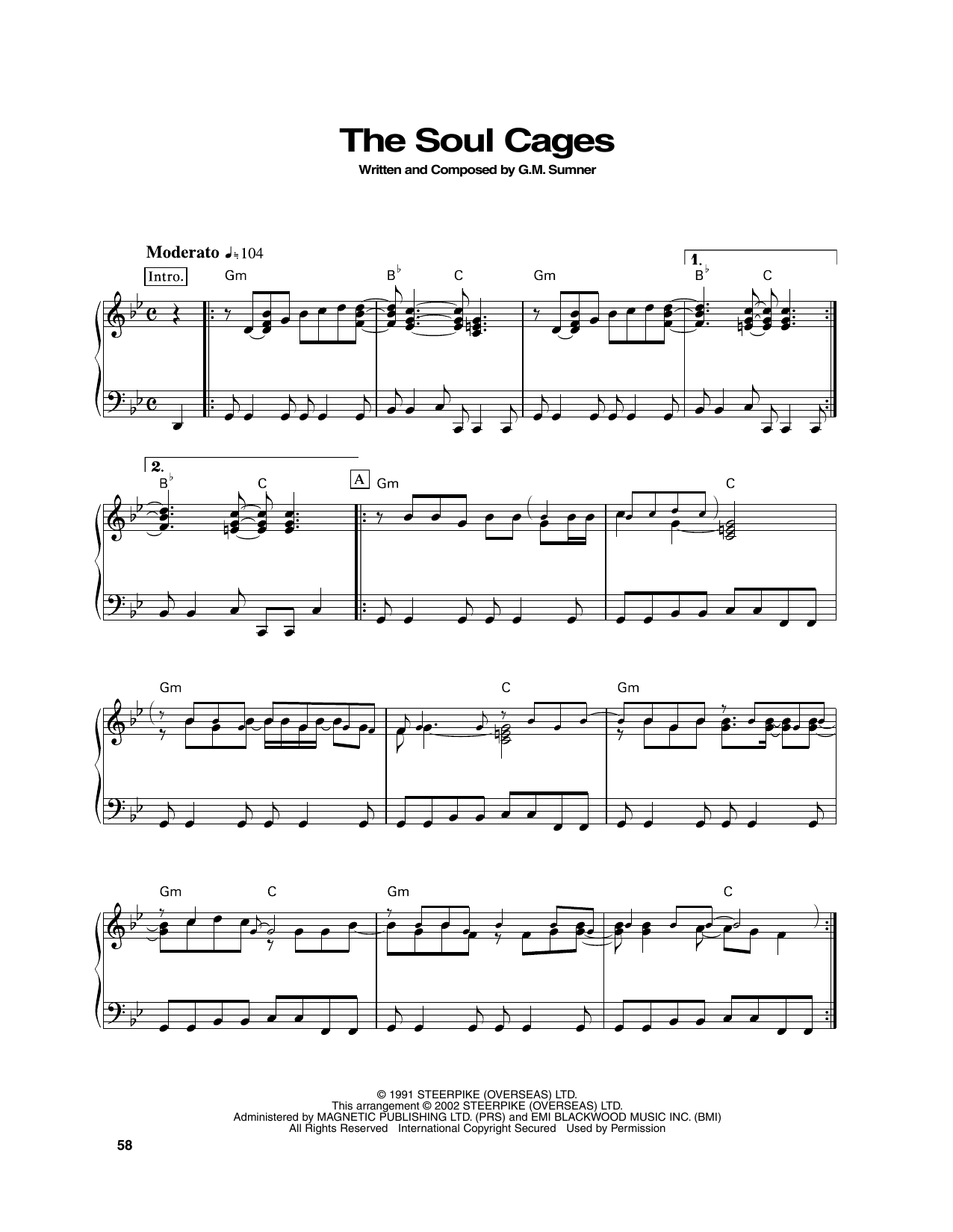 Produktgalerie: Seite 1 von 1 The Soul Cages, Sting, Klavier