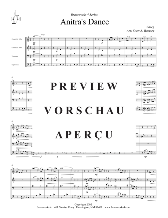 Produktgalerie: Seite 2 von 8 Anitra's Dance, , (2xTrompete in B, Horn in F, Posaune)