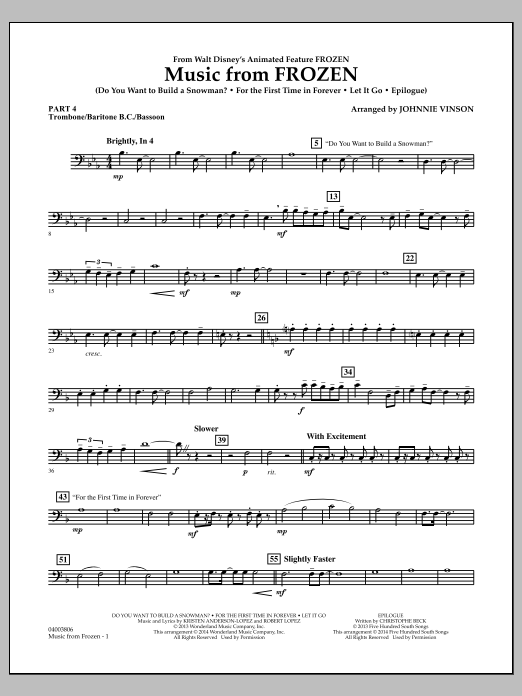 gallery: Music from "Frozen" - Pt.4 - Trombone/Bar. B.C./Bsn., Johnnie Vinson