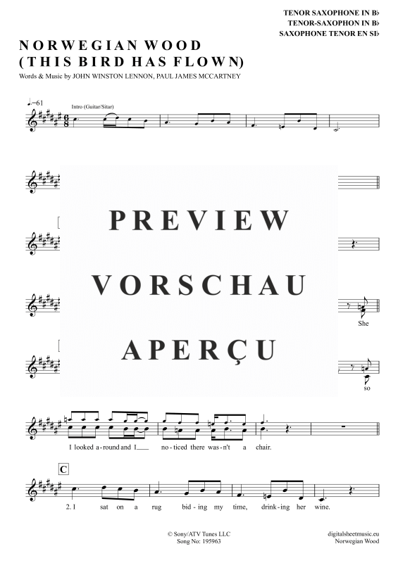 gallery: Norwegian Wood, Beatles, The, Tenor Saxophone