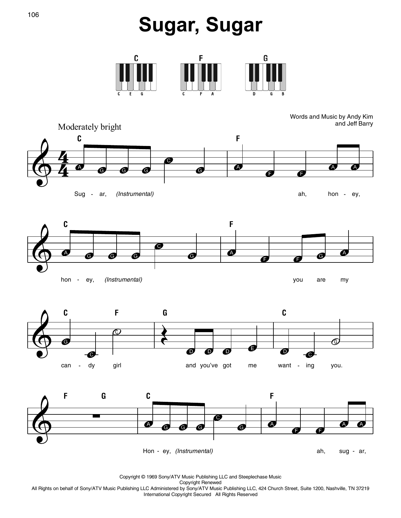 Produktgalerie: Seite 1 von 1 Sugar, Sugar, The Archies, Klavier