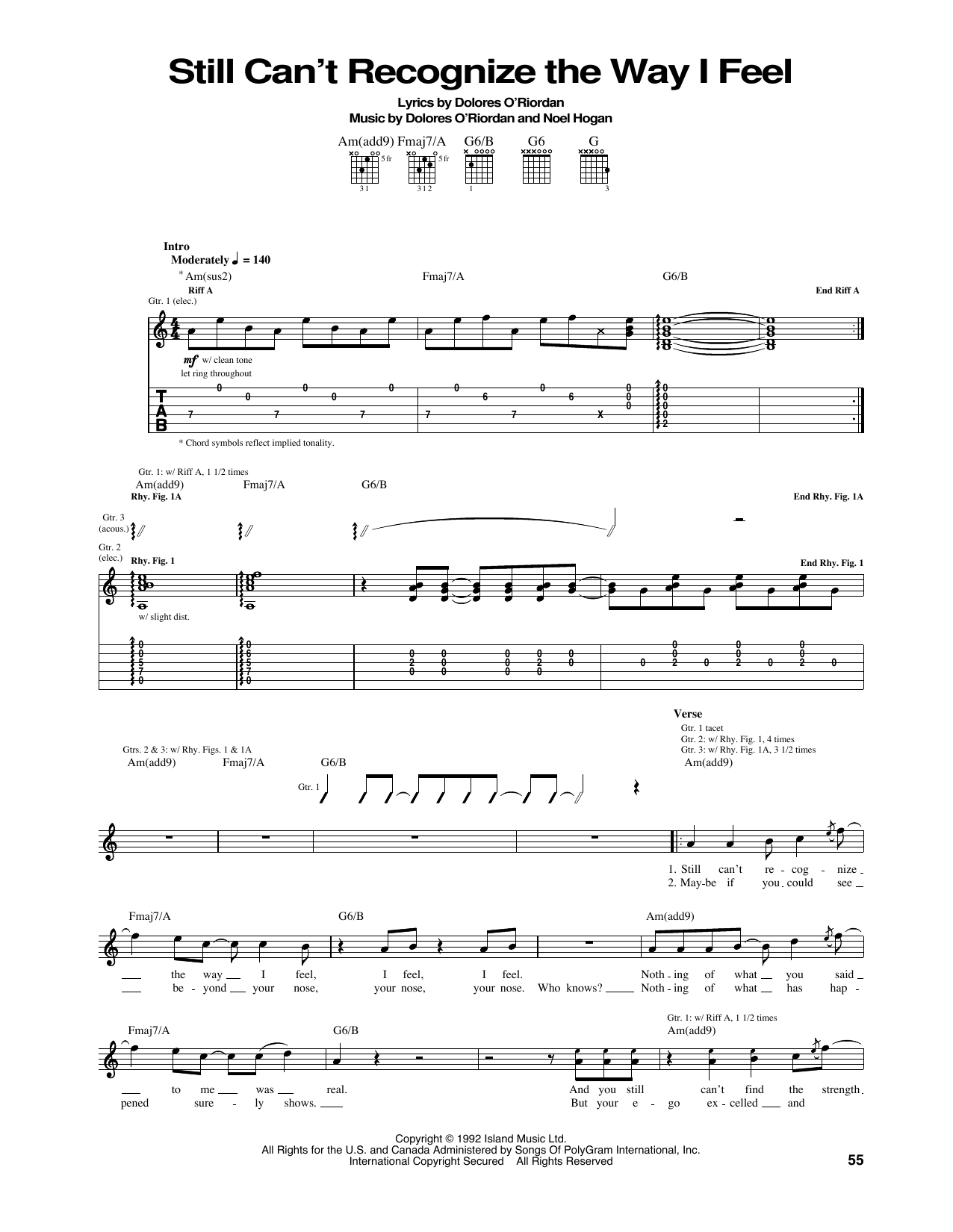 Produktgalerie: Seite 1 von 1 Still Can't Recognise The Way I Feel, The Cranberries, Gitarre