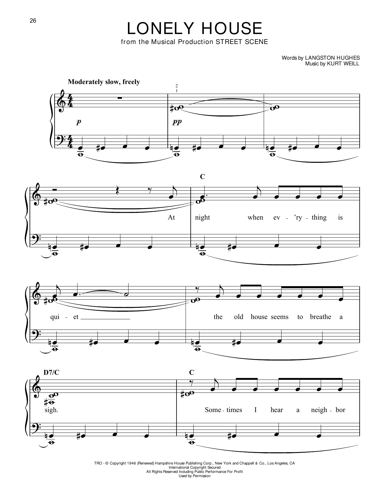 Produktgalerie: Seite 1 von 1 Lonely House (from Street Scene), Kurt Weill, Klavier
