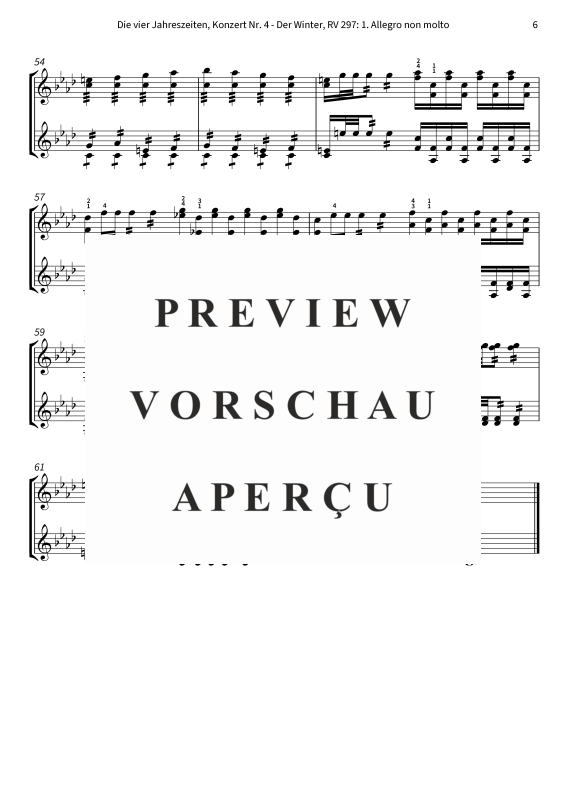 Produktgalerie: Seite 8 von 8 Die vier Jahreszeiten, Konzert Nr. 4 - Der Winter - 1. Allegro non molto, The Twiolins, (Duett 2x Violine)