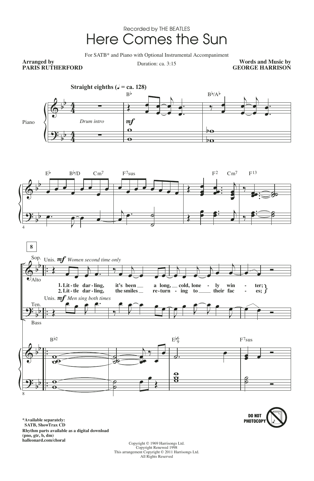 Product picture to: Here Comes The Sun (arr. Paris Rutherford)