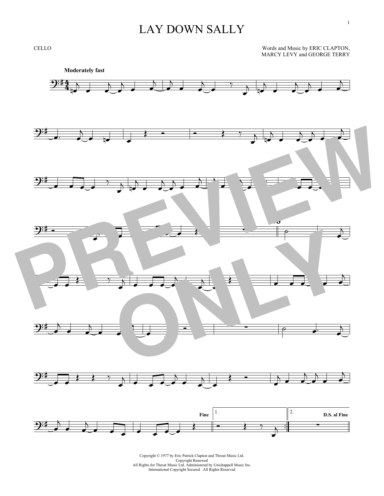 Produktgalerie: Seite 1 von 1 Lay Down Sally, Eric Clapton, Violoncello