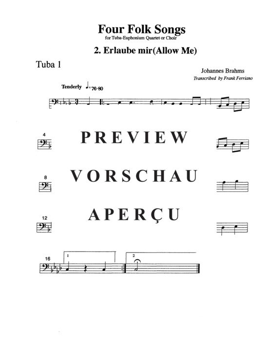 Product gallery: Page 20 of 21 Four Brahms Folk Songs , , (Tuba Quartett EETT)