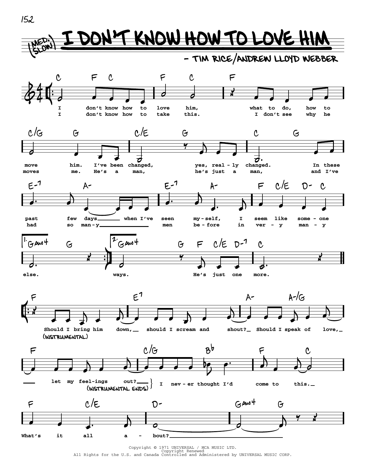 Produktbild zu: I Don't Know How To Love Him (Low Voice) (from Jesus Christ Superstar)