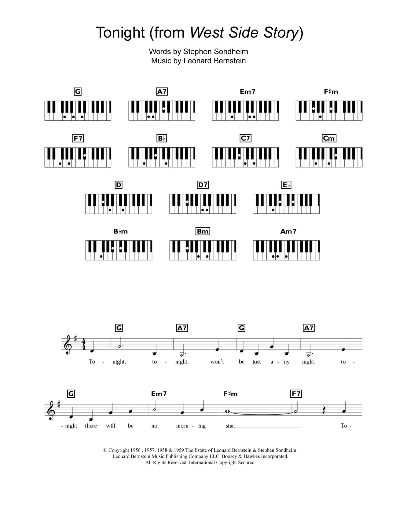 Produktgalerie: Seite 1 von 1 Tonight (from West Side Story), Leonard Bernstein, Klavier