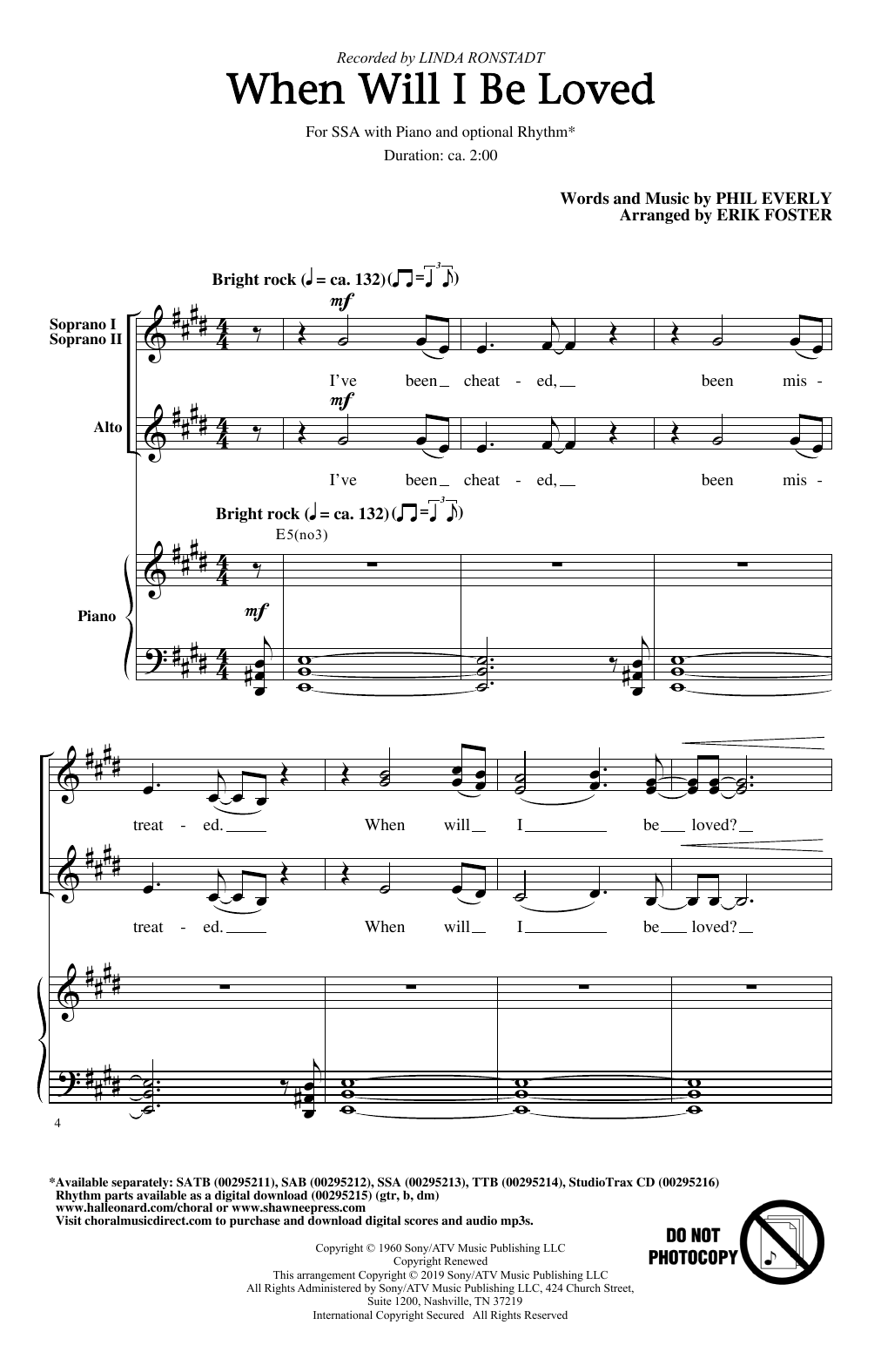 Produktgalerie: Seite 1 von 1 When Will I Be Loved (arr. Erik Foster), Linda Ronstadt, Chor