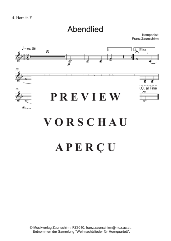 gallery: Abendlied , , (Horn-Quartett)