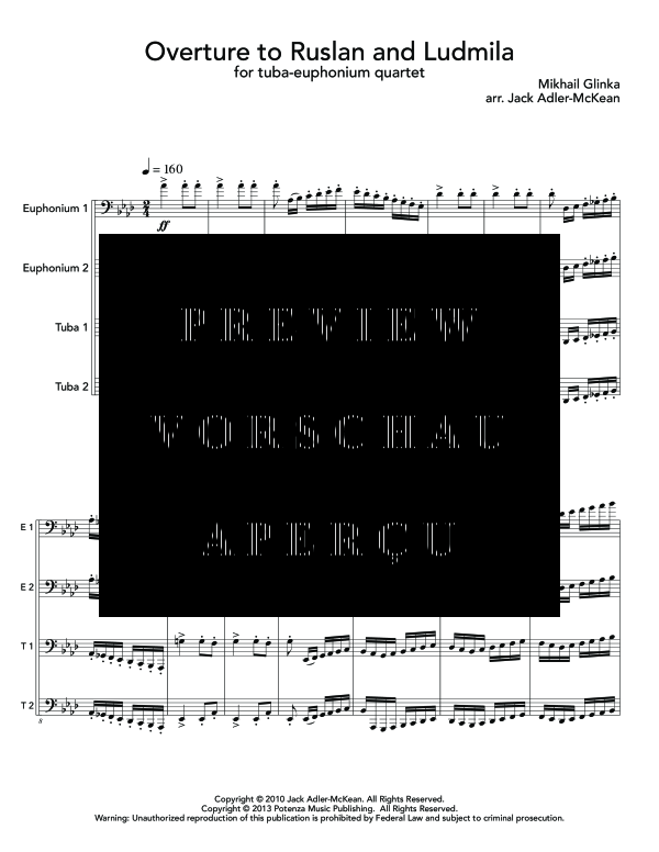 Product gallery: Page 5 of 11 Overture to Ruslan and Ludmila, , (Tuba Quartet)