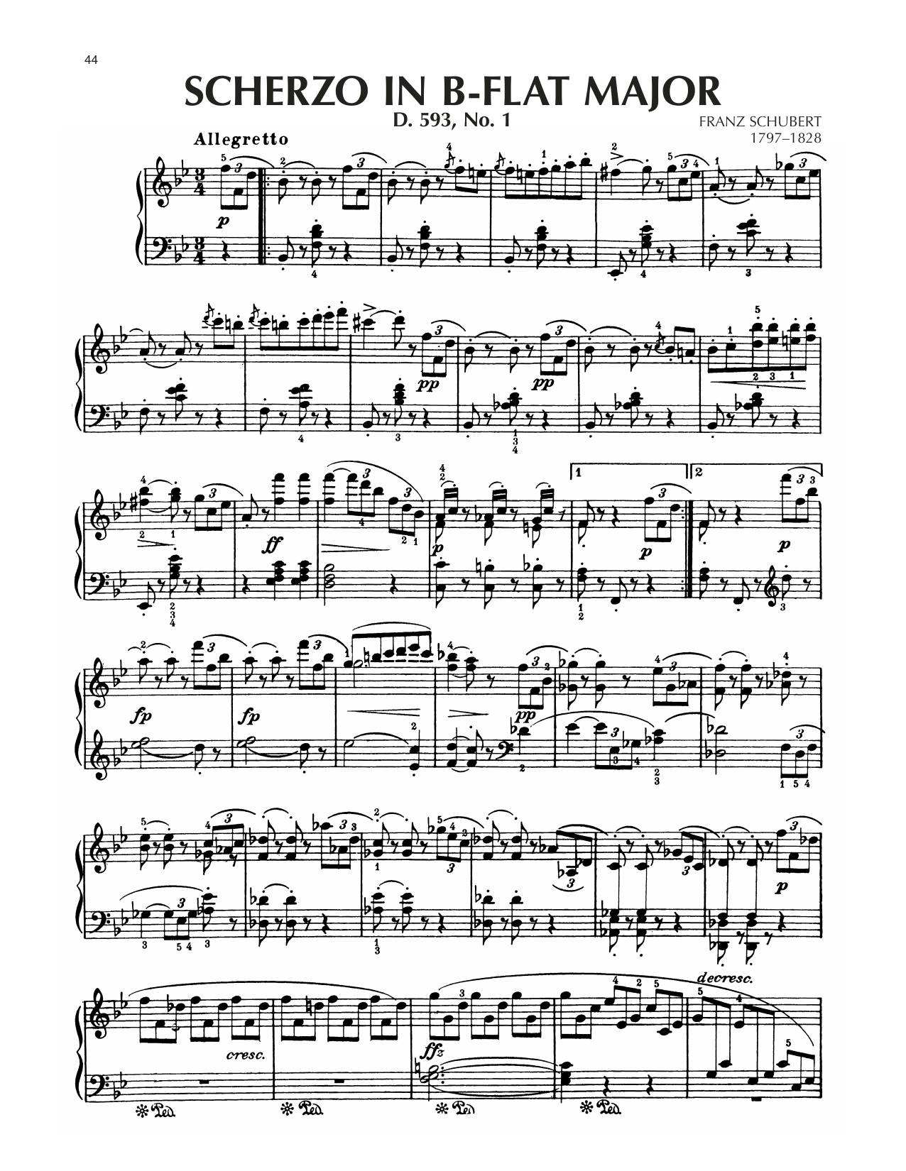 Product gallery: Page 1 of 1 Scherzo In B-Flat Major, D. 593, No. 1, Franz Schubert