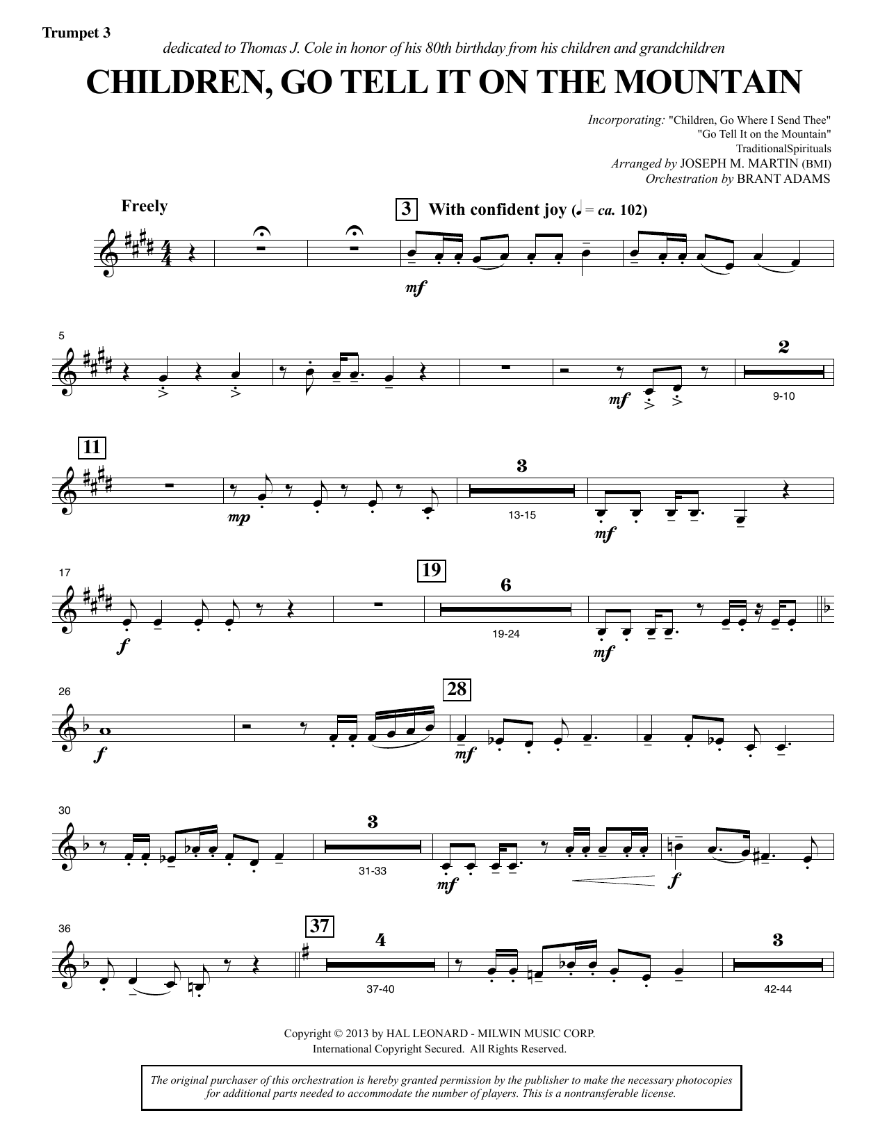 Produktbild zu: Children, Go Tell It on the Mountain - Bb Trumpet 3