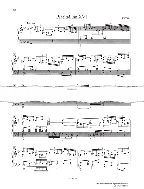 Produktbild zu: Prelude And Fugue No.16 in G minor, BWV 885 (from 'The Well-Tempered Klavier Book II')