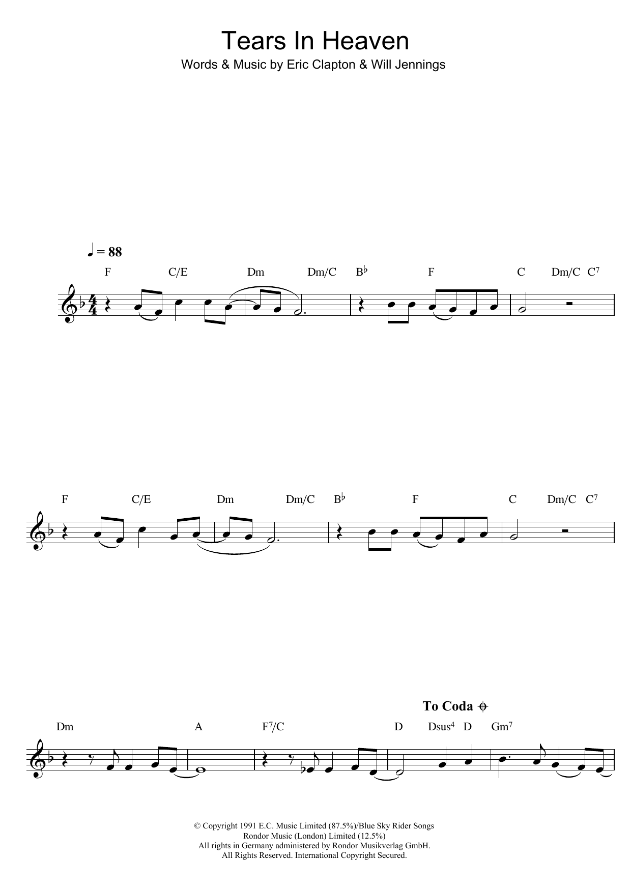 Product gallery: Page 1 of 1 Tears In Heaven, Eric Clapton