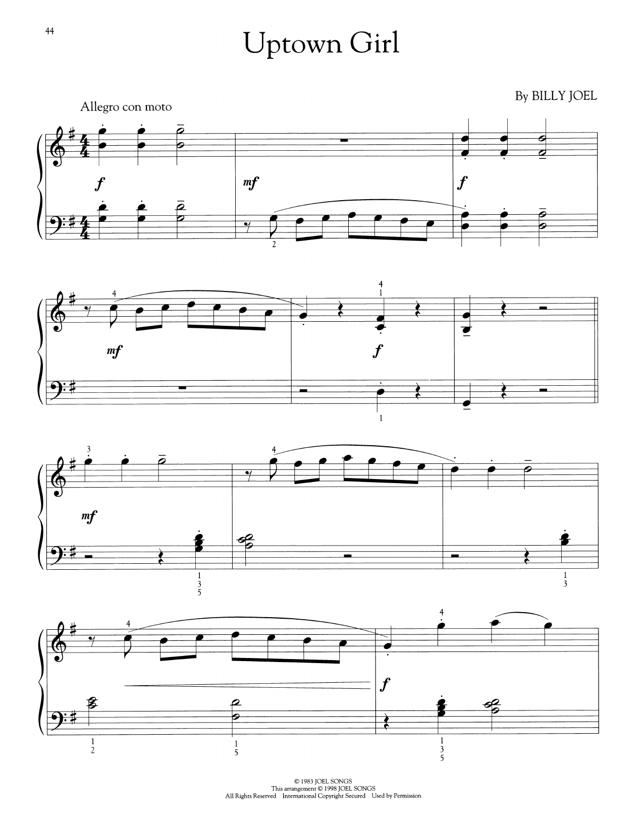 Produktgalerie: Seite 1 von 1 Uptown Girl (arr. Phillip Keveren), Billy Joel, Klavier
