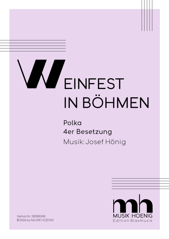 cover: Weinfest in Böhmen, , Blechbläser Quartett - Einzelstimme Posaune in B
