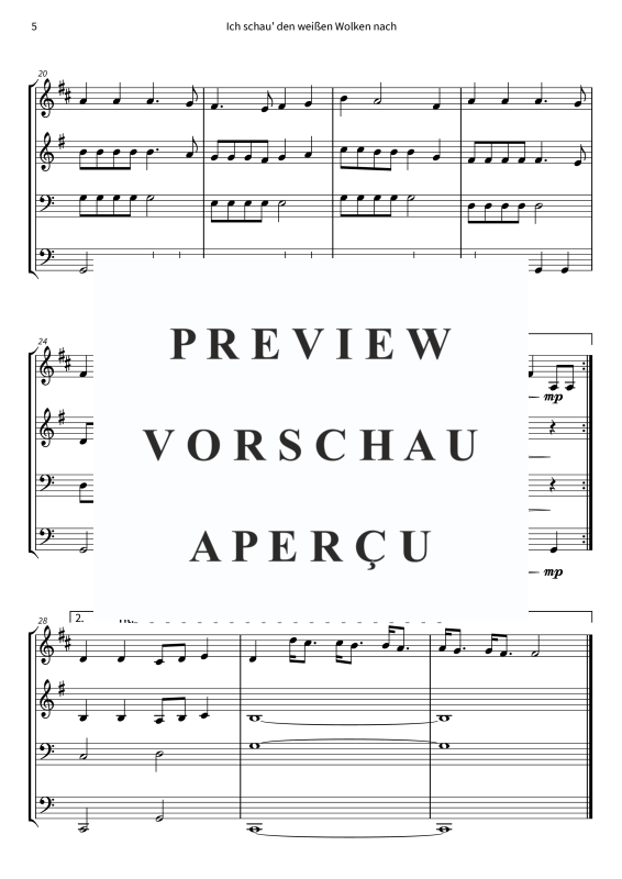 Produktgalerie: Seite 7 von 11 Ich schau´ den weißen Wolken nach, Nana Mouskouri, (Blechbläserquartett)
