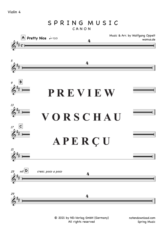 Produktgalerie: Seite 13 von 19 Spring Music (Canon) , ,  (Streicher Quintett/Ensemble + Piano/Cembalo opt.)