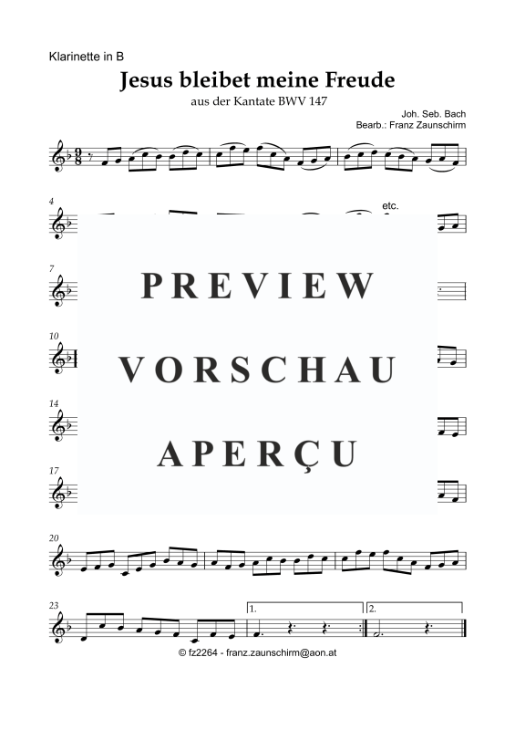 Produktgalerie: Seite 5 von 8 Jesus bleibet meine Freude, , Klarinette in B und Orgel