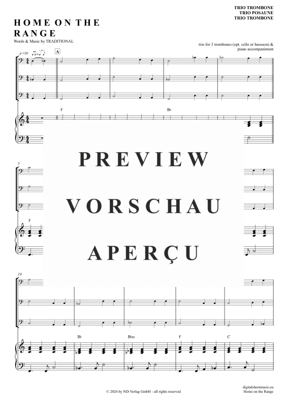 gallery: Home On The Range, American Folk Song, (Posaunen Trio + Klavier)