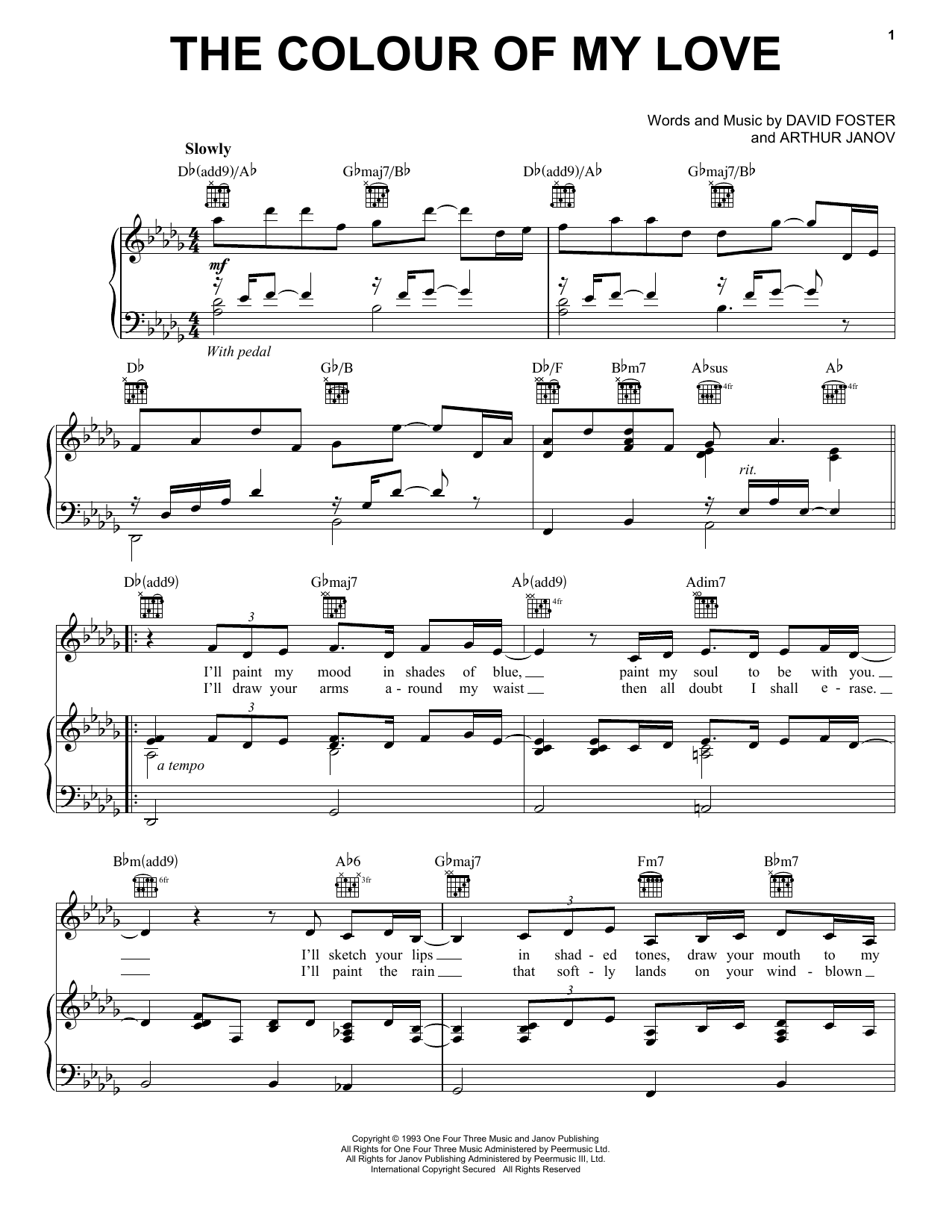 Produktgalerie: Seite 1 von 1 The Colour Of My Love, Celine Dion, Gesang, Gitarre, Klavier