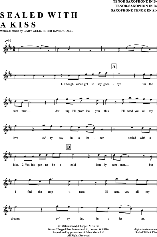 Product gallery: Page 1 of 4 Sealed With A Kiss , Donovan, Jason, Tenor Saxophone