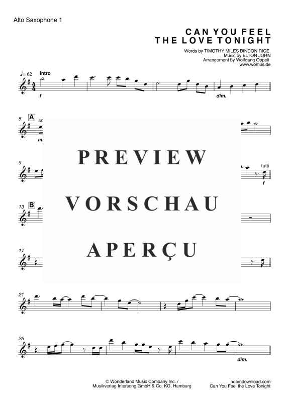 Produktgalerie: Seite 10 von 11 Can You Feel The Love Tonight, John, Elton, Saxophon Quintett/Ensemble/Band - Klavier, E-Bass und Drum Set opt.