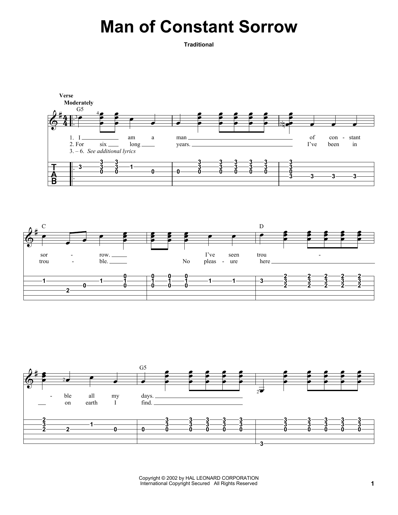 Produktgalerie: Seite 1 von 1 Man Of Constant Sorrow, Traditional, Gitarre