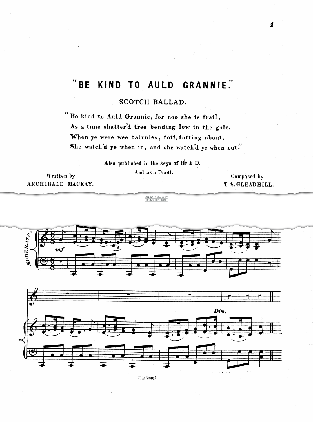 Produktgalerie: Seite 1 von 1 Be Kind To Auld Grannie, T. S. Gleadhill, Gesang, Klavier